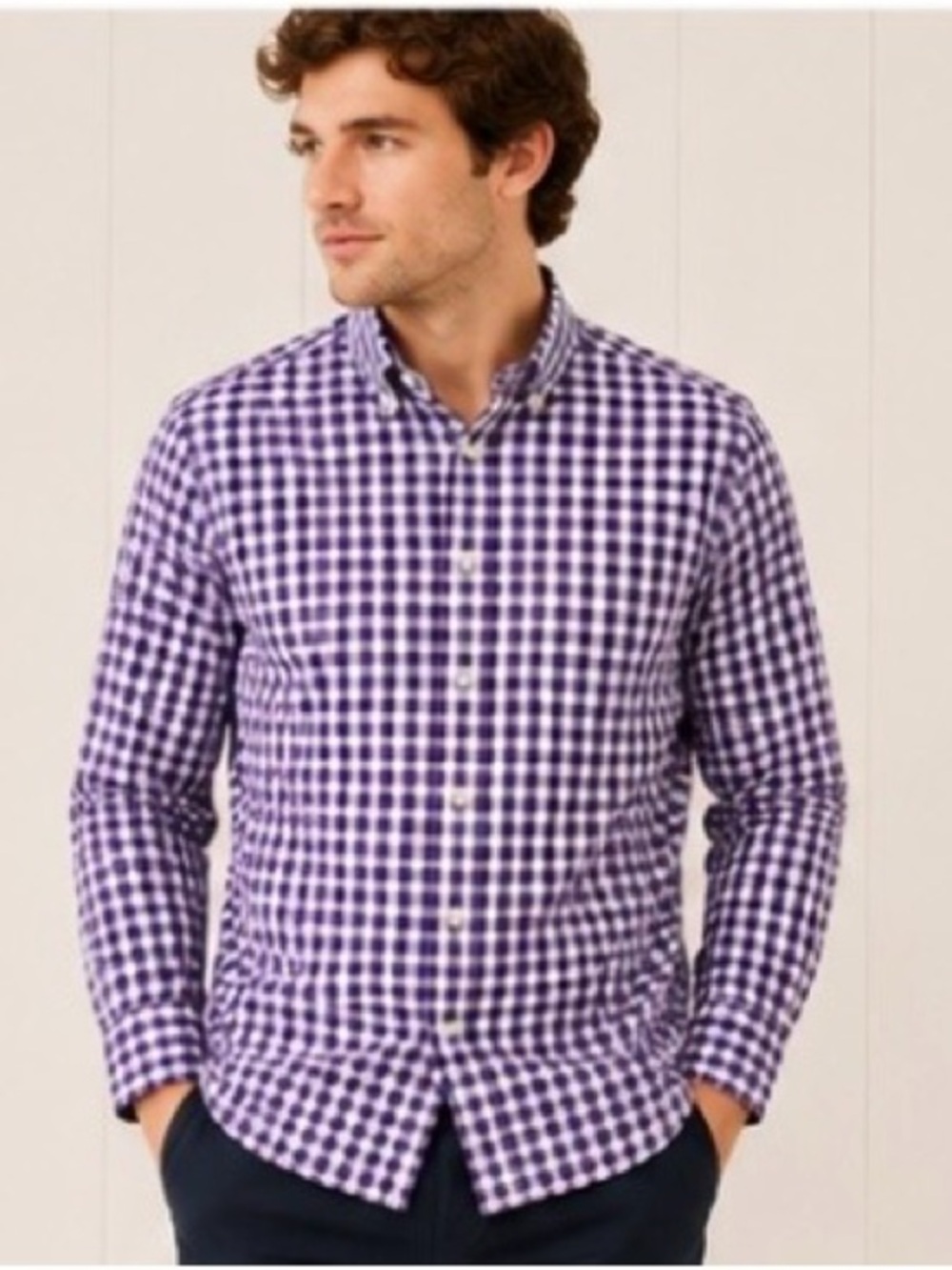 Vineyard Vines Purple Gingham Button-Down Shirt MEDIUM